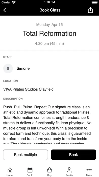 VIVA Pilates Studios スクリーンショット