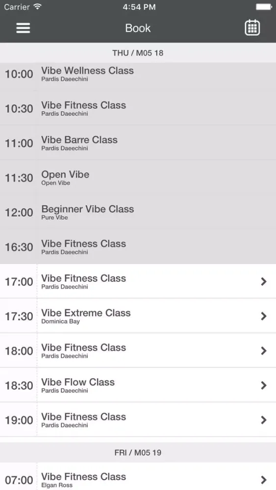 Capturas de tela do Pure Vibe Fitness Studio