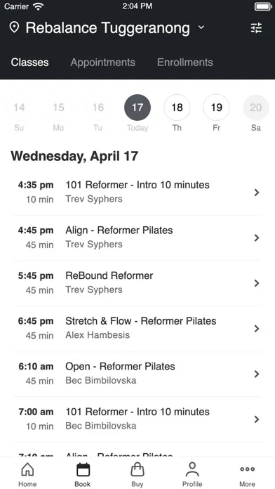 Tangkapan layar Rebalance Pilates and Yoga
