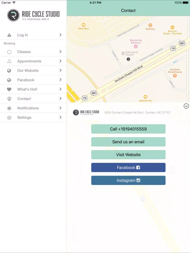 Tangkapan layar RIDE CYCLE STUDIO iPad 