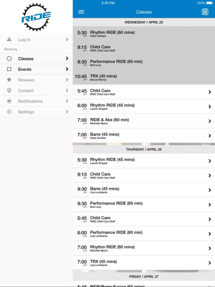 RIDE Spin, Barre & TRX iPad 应用截图