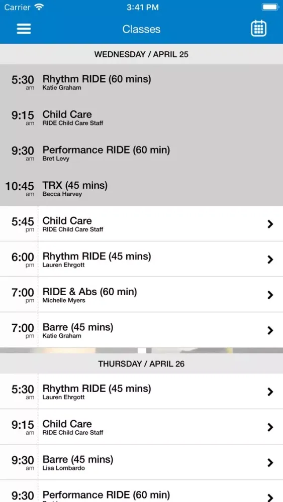 RIDE Spin, Barre & TRX应用截图