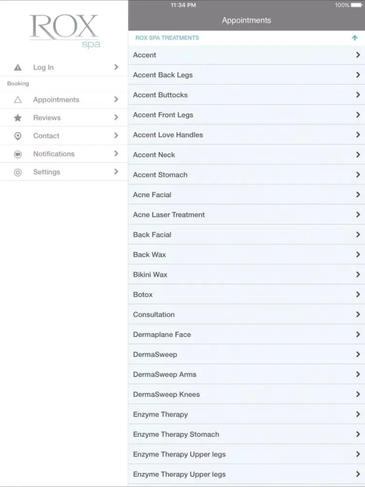 Rox Spa Newport Beach iPad  Screenshots