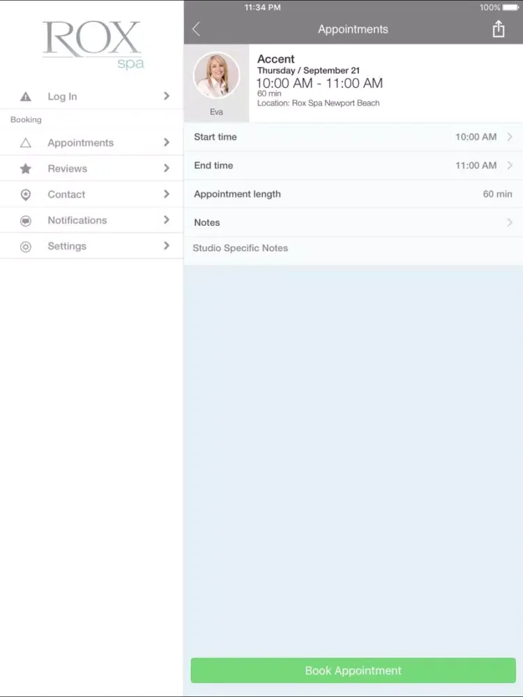 Rox Spa Newport Beach iPad  Screenshots
