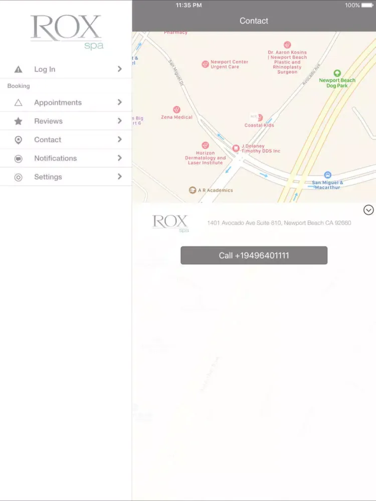 Rox Spa Newport Beach iPad  Screenshots