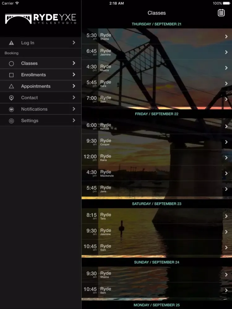Screenshot di Ryde YXE Cycle Studio iPad 