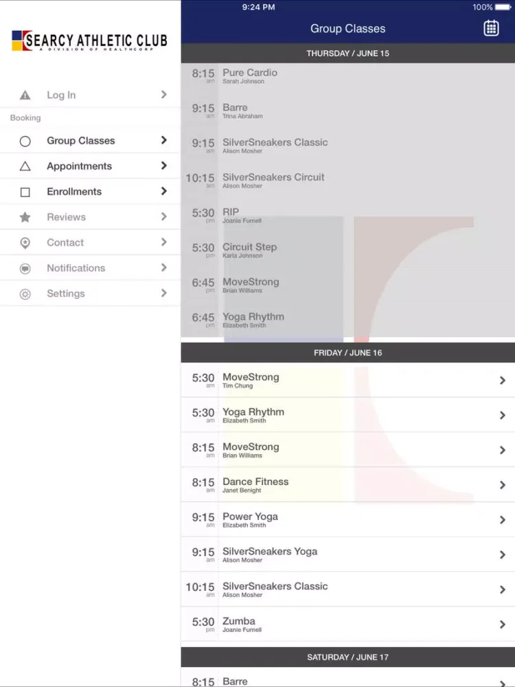 Zrzuty ekranu Searcy Athletic Club iPad 