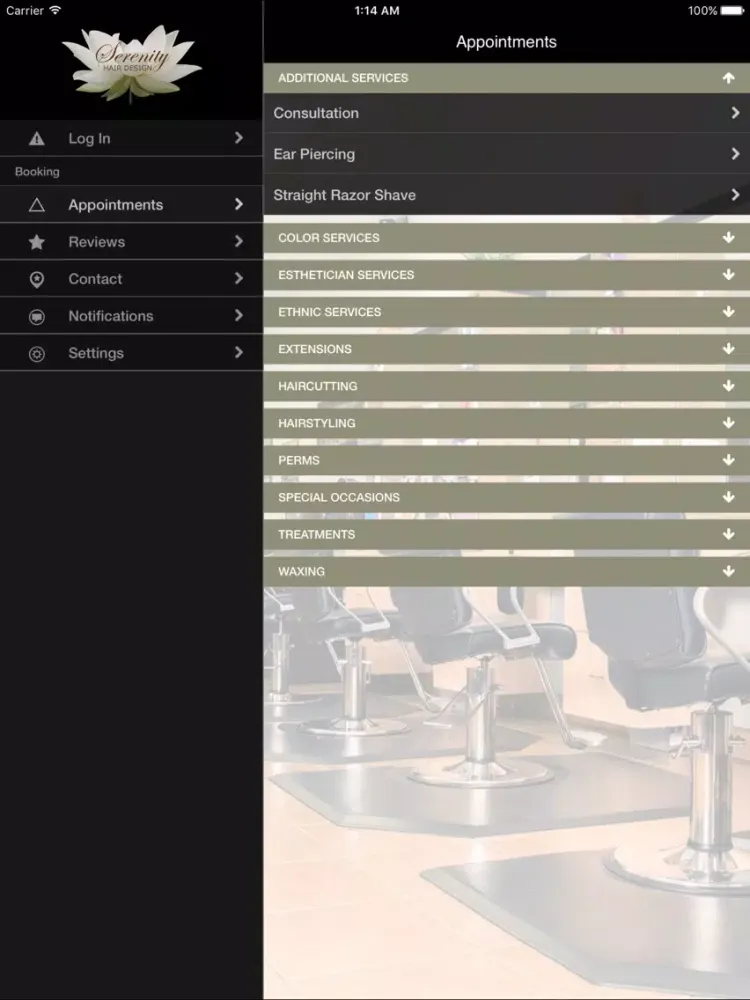 Serenity Hair Design - AZ iPad 应用截图