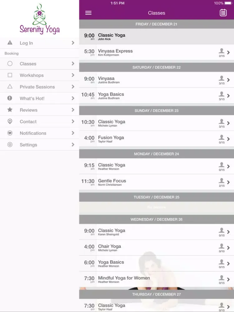 Serenity Yoga iPad  Screenshots