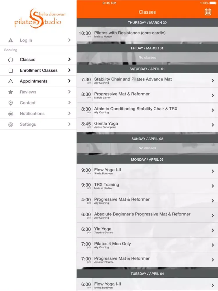 Captures d'écran de Shelia Donovan Pilates Studio iPad 
