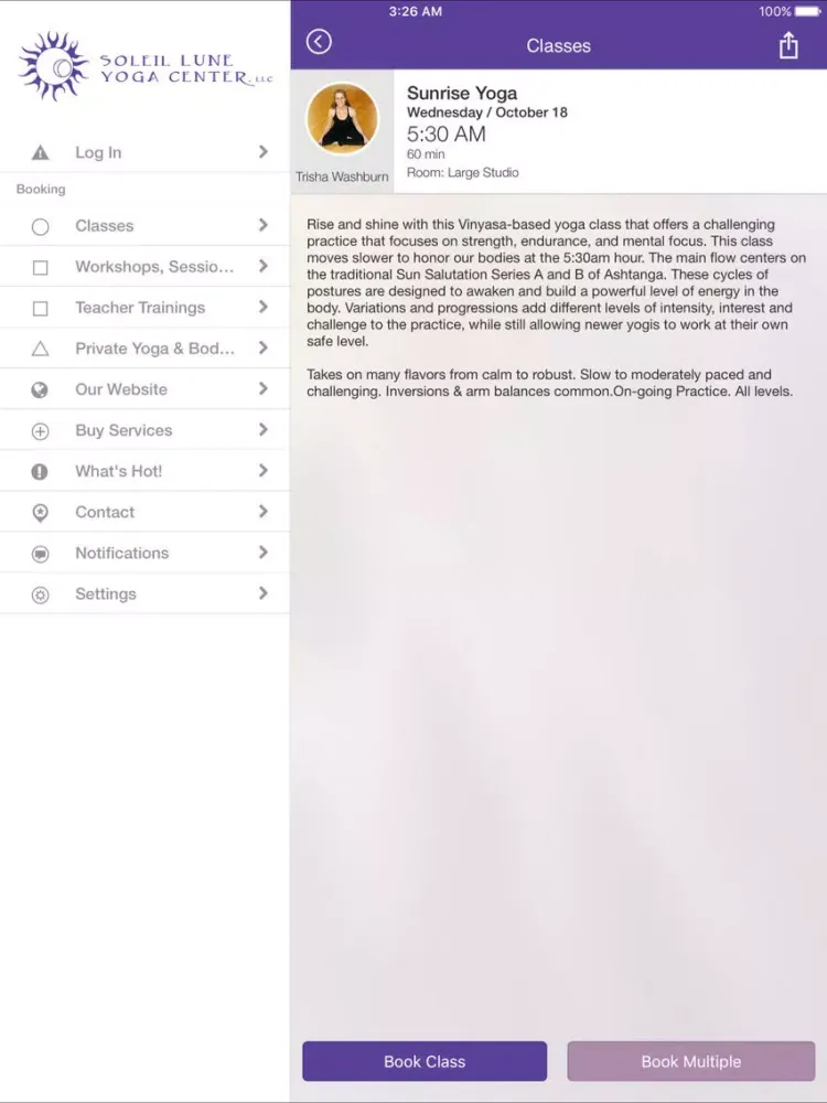 Скриншоты Soleil Lune Yoga Center LLC iPad 