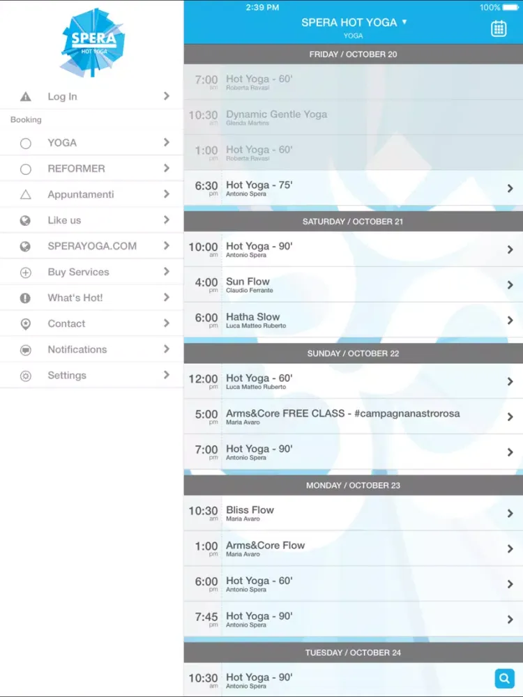 Capturas de tela do SPERA HOT YOGA iPad 