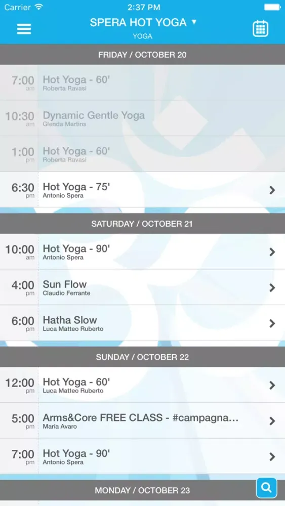 Capturas de tela do SPERA HOT YOGA