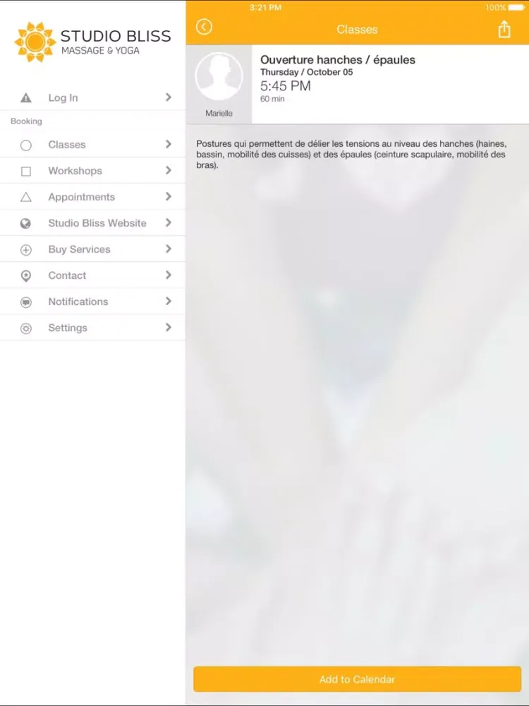 Studio Bliss Massage & Yoga iPad 应用截图