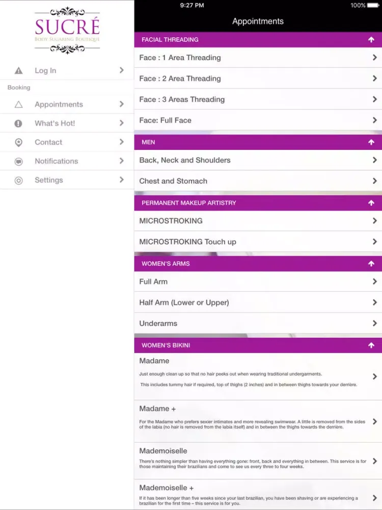 Capturas de pantalla de Sucre Body Sugaring Boutique iPad 
