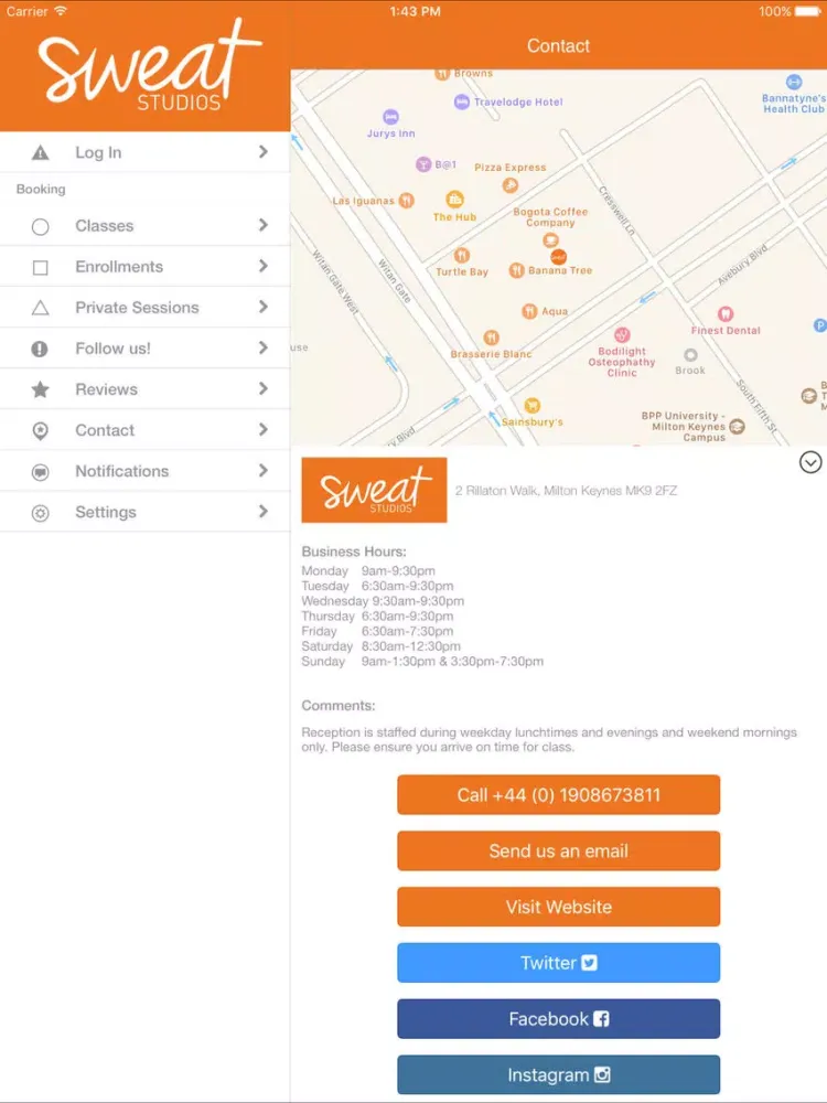 Tangkapan layar Sweat Studios UK iPad 