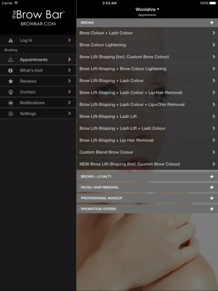 Capturas de tela do The Brow Bar Australia iPad 