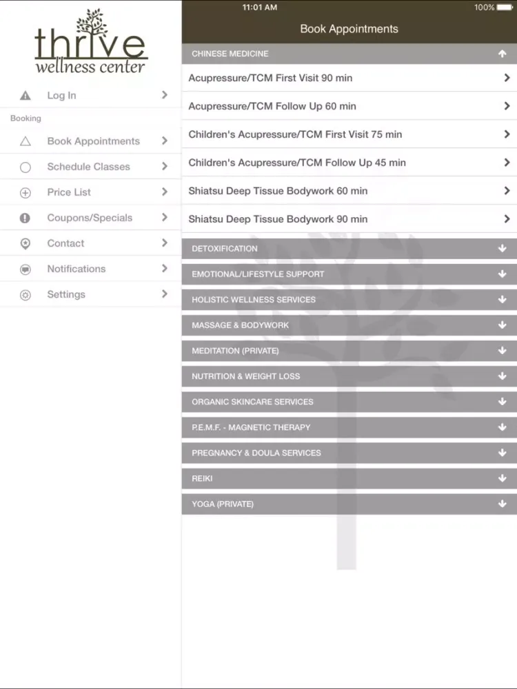 Thrive Wellness Center iPad 应用截图