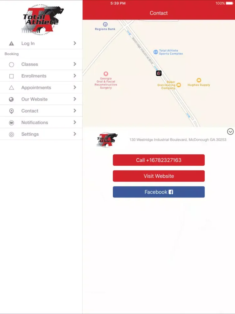 Tangkapan layar Total Athlete Sports Complex iPad 