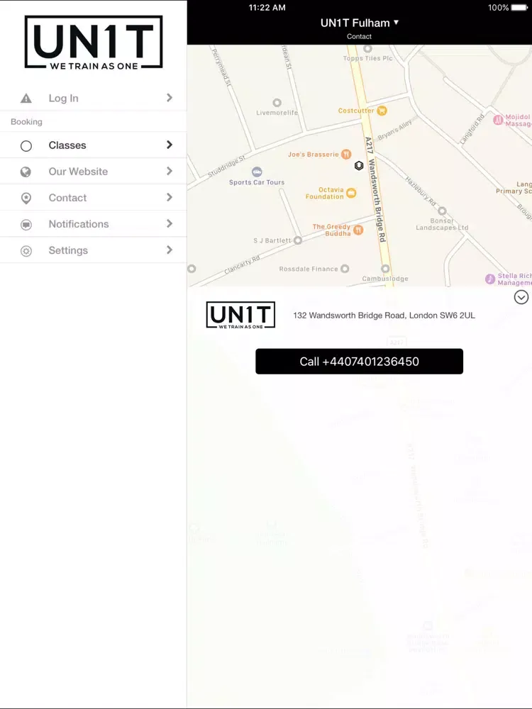 ภาพหน้าจอของ UN1T London iPad 