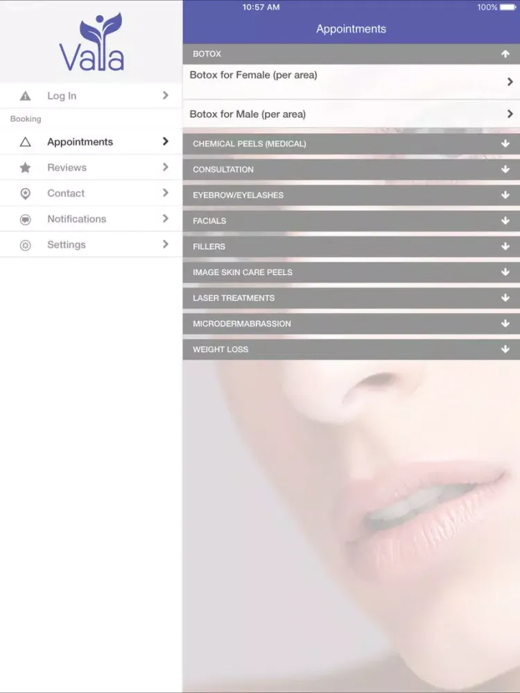 Vala Med Spa iPad 应用截图