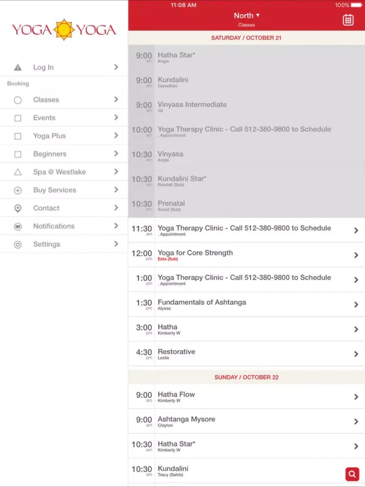 Yoga Yoga Austin Schedule App iPad 应用截图