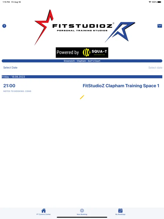 Tangkapan layar FitStudioZ iPad 