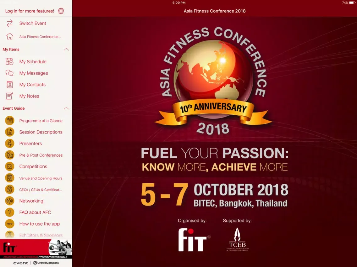 Capturas de tela do Asia Fitness Conference iPad 