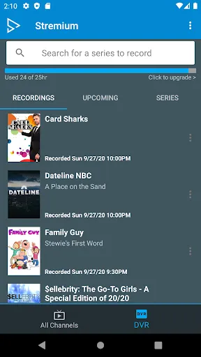 ภาพหน้าจอของ Stremium: Live TV w/ Cloud DVR