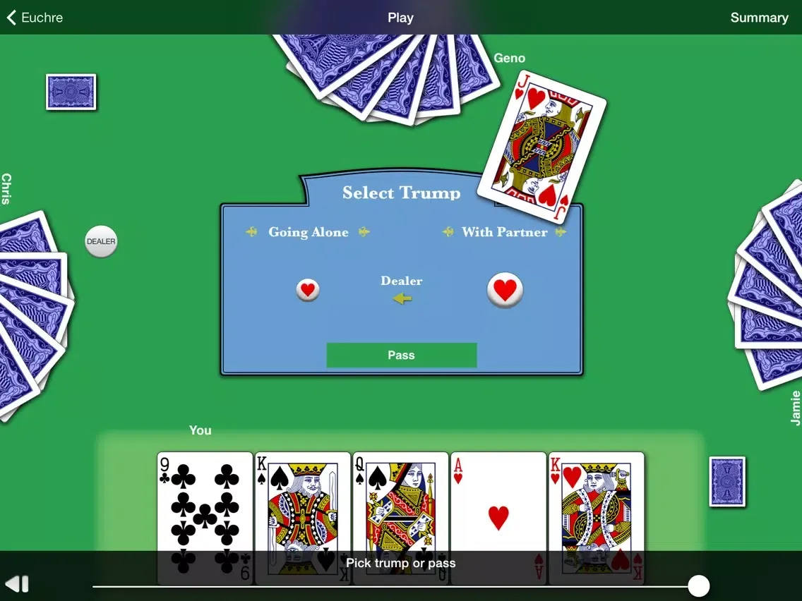 Euchre HD iPad  स्क्रीनशॉट