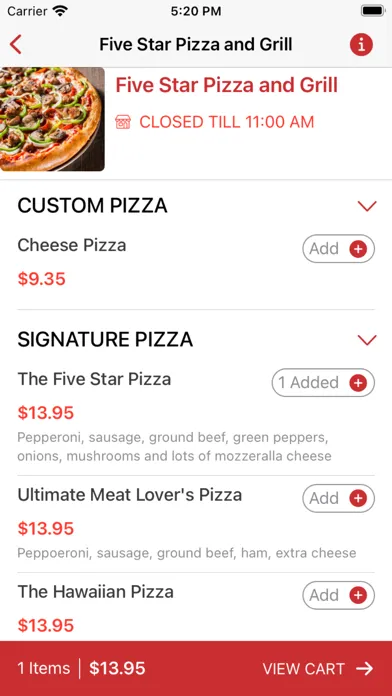 Five Star Pizza and Grill স্ক্রিনশট