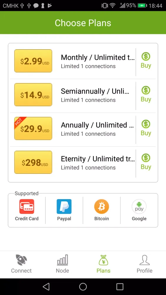 Tangkapan layar GreenVPN
