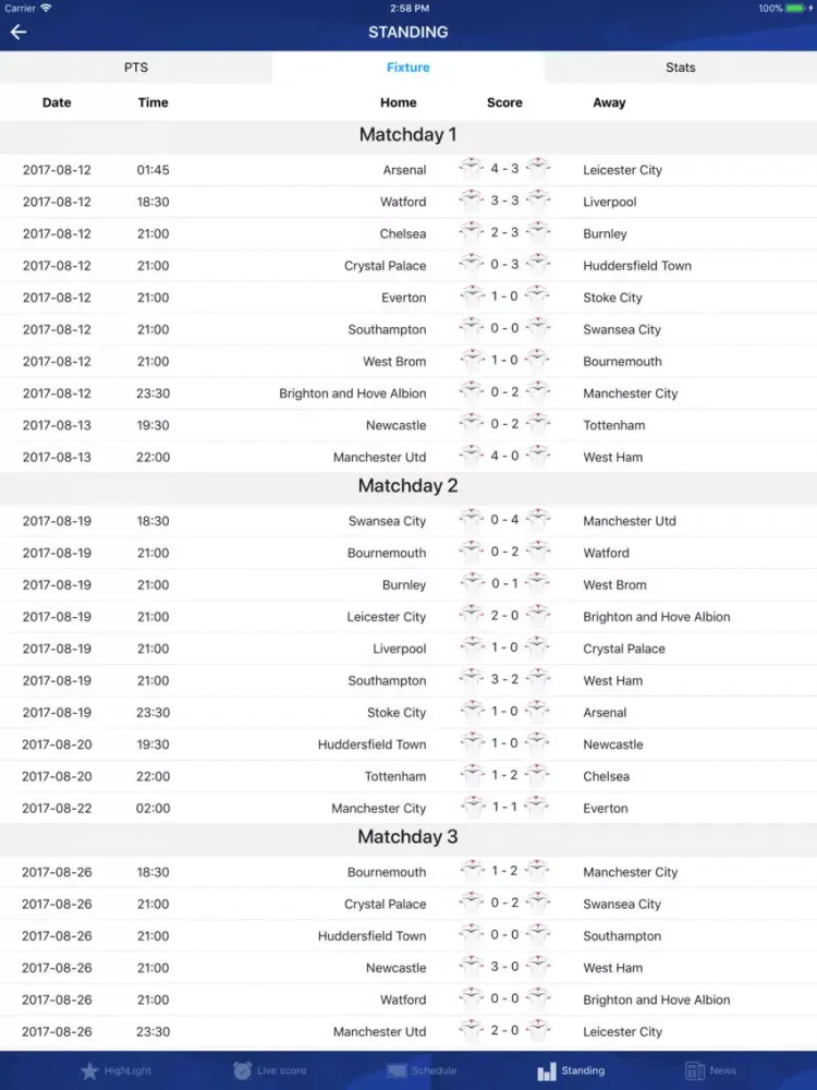 Football TV - Football Scores iPad  স্ক্রিনশট