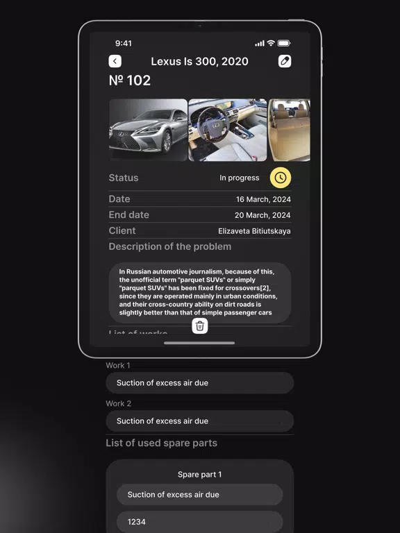 FixIt Garage Manager iPad  Screenshots