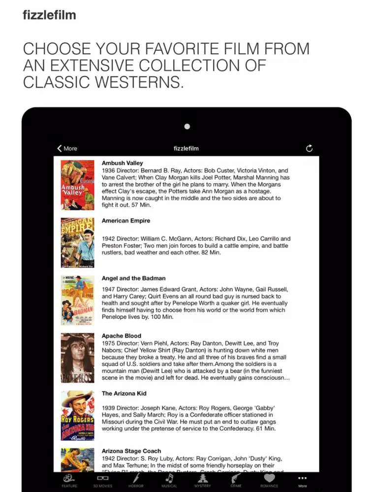 fizzlefilm - watch classic movies & tv shows iPad  स्क्रीनशॉट