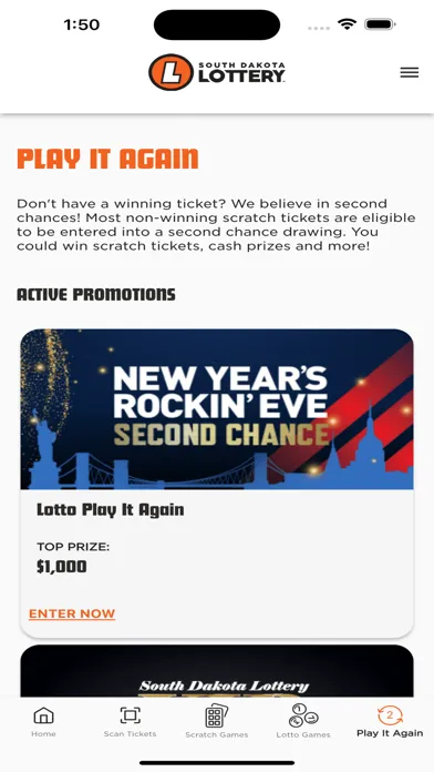 ภาพหน้าจอของ South Dakota Lottery