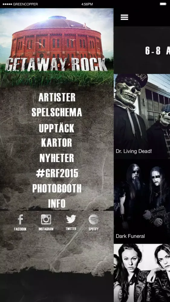 Tangkapan layar Getaway Rock Festival 2015 - Den Officiella Appen