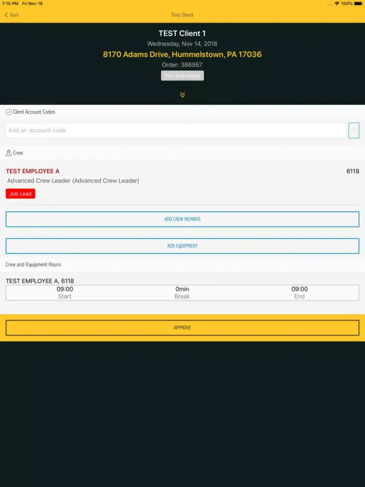 Ảnh chụp màn hình của FF Time Sheet iPad 