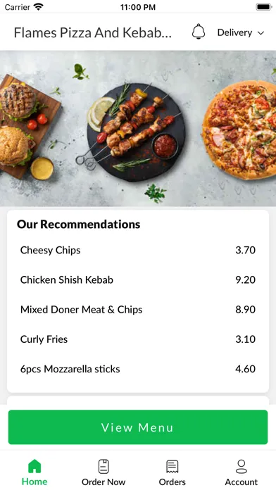 Tangkapan layar Flames Pizza And Kebab House.