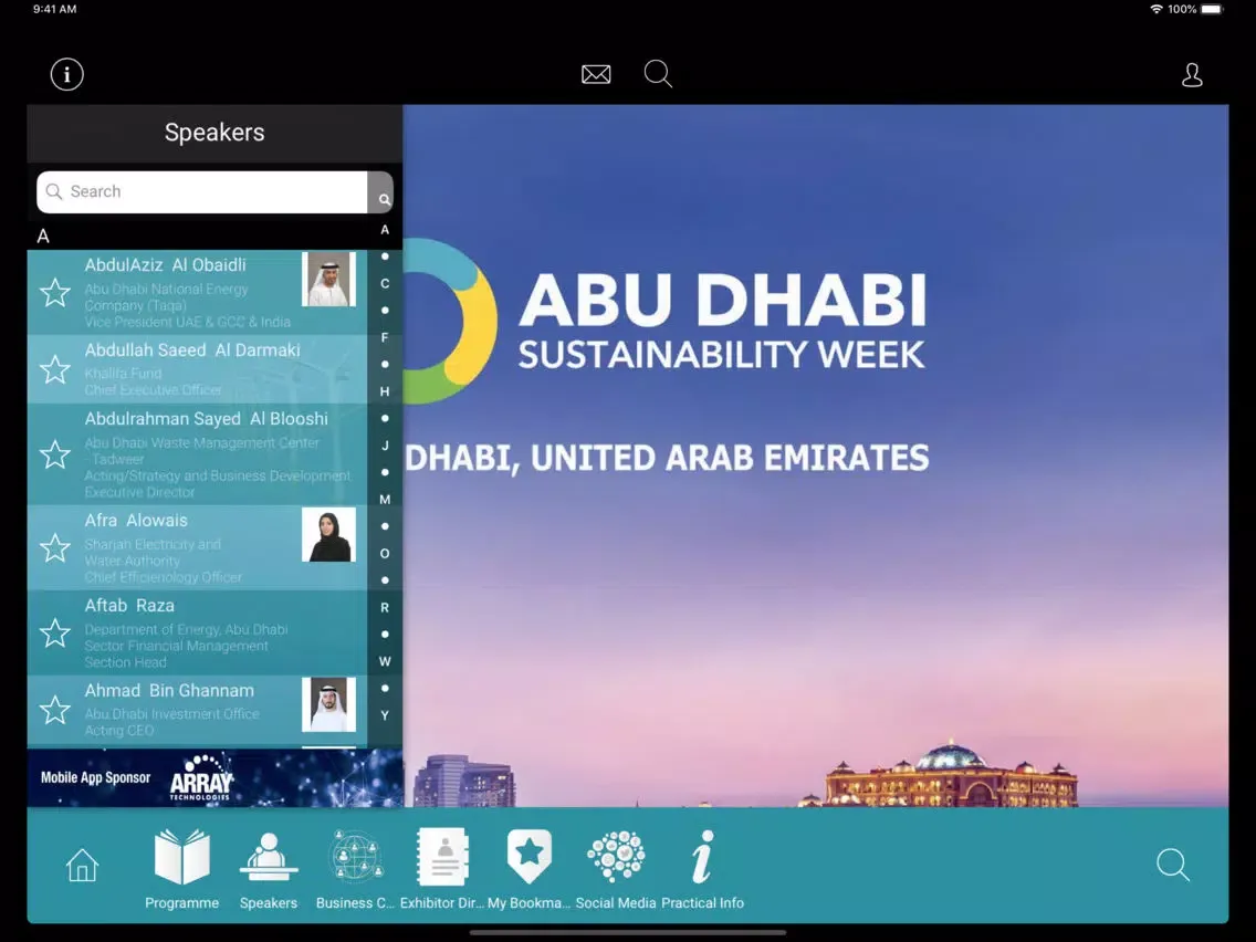 Capturas de tela do Abu Dhabi Sustainability Week iPad 