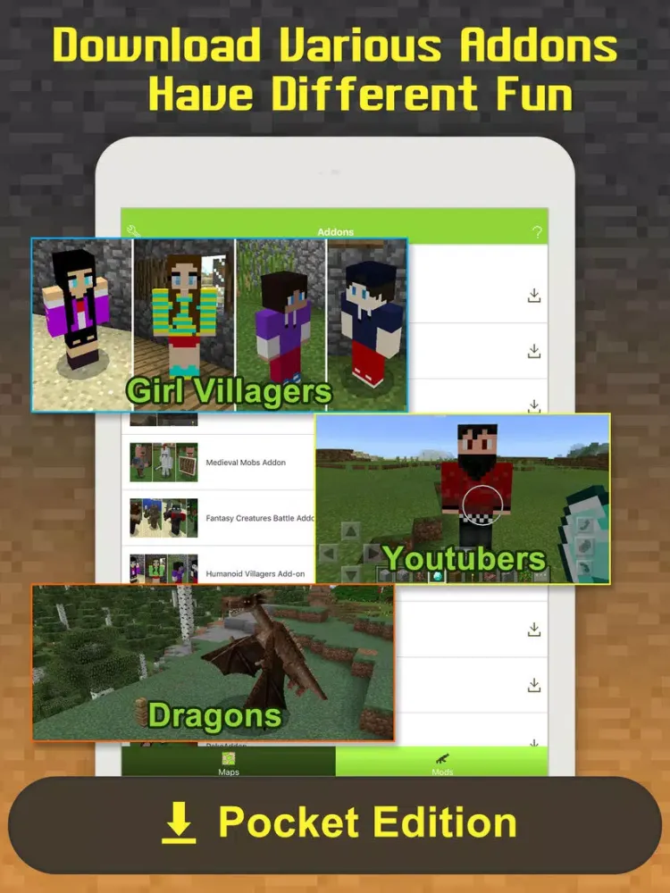 Tangkapan skrin Free Addons - MCPE maps & add ons for Minecraft PE iPad 