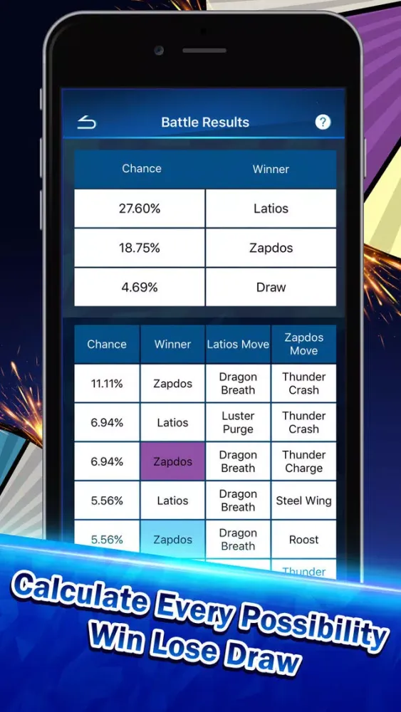 Tangkapan layar Battle Calculator for Pokemon Duel