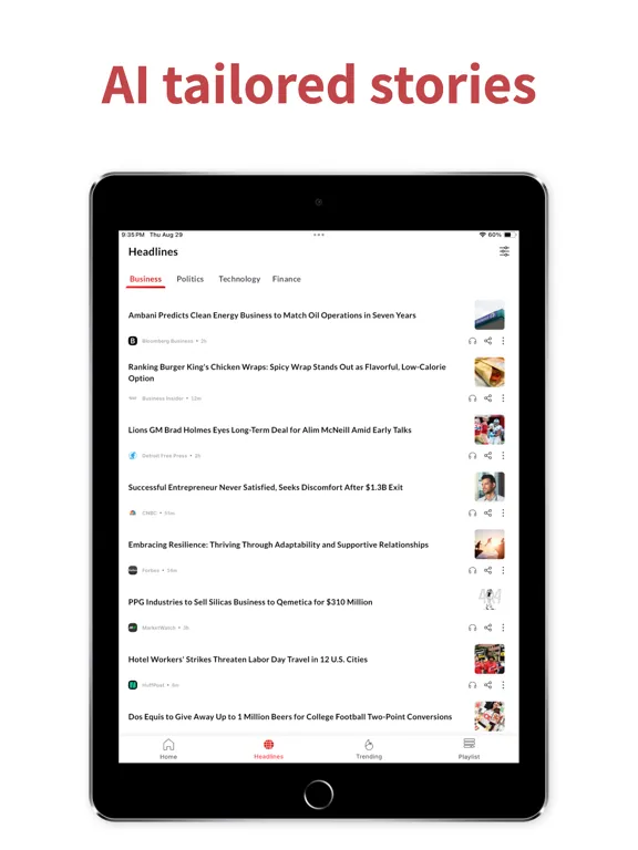 Tangkapan layar FlashFeed:Smarter, Faster News iPad 