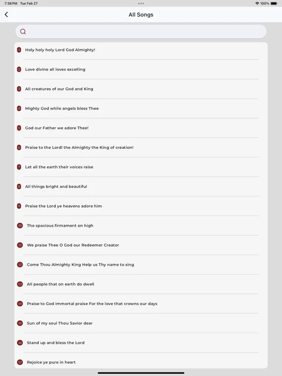 Baptist Hymns Offline iPad  Screenshots