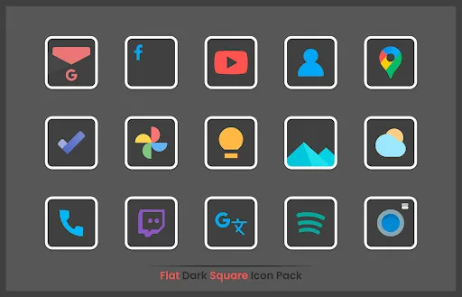 Ảnh chụp màn hình của Flat Dark Square - Icon Pack