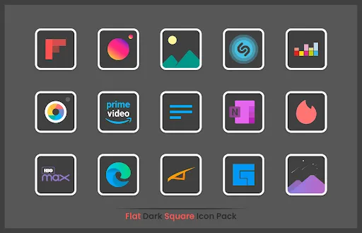 Ảnh chụp màn hình của Flat Dark Square - Icon Pack