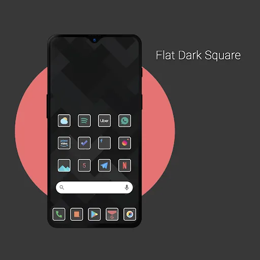 Ảnh chụp màn hình của Flat Dark Square - Icon Pack