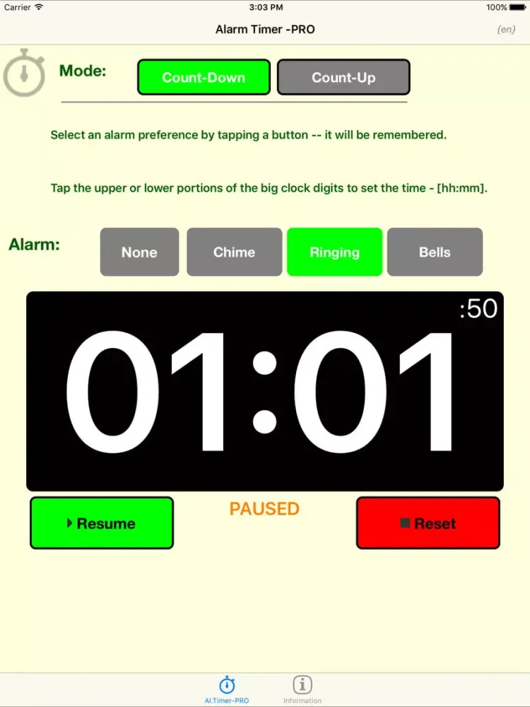 Tangkapan skrin Alarm Timer -PRO iPad 
