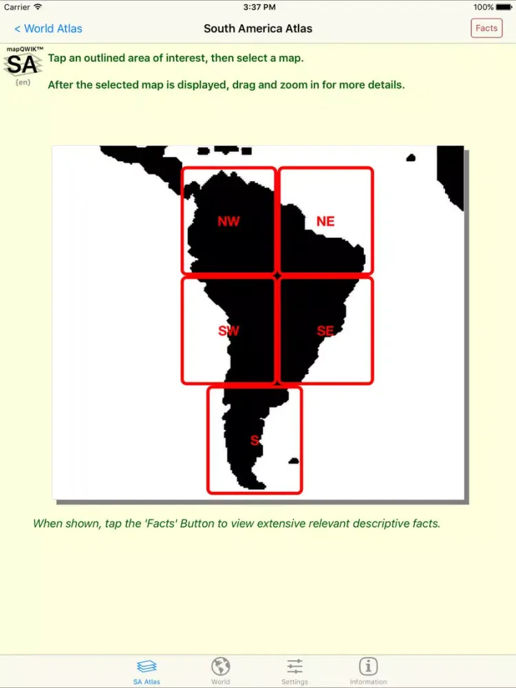 mapQWIK SA - South America Zoomable Atlas iPad  Screenshots