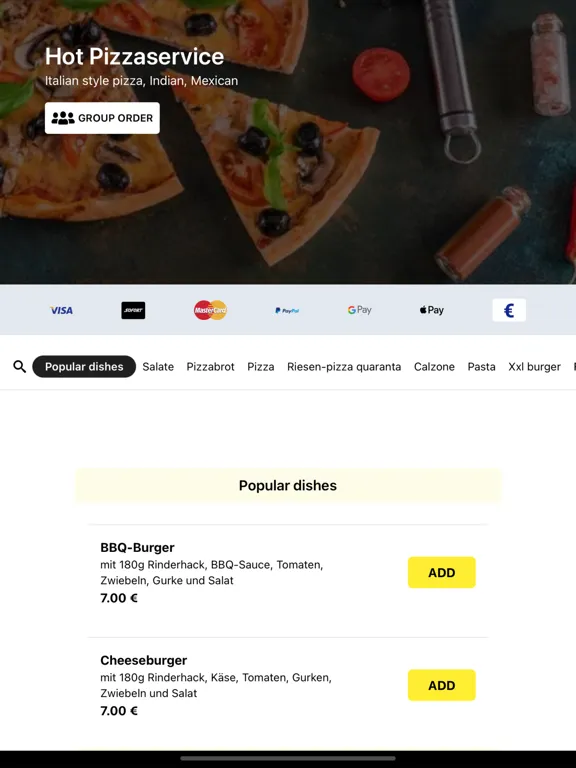 Ảnh chụp màn hình của Hot Pizzaservice iPad 